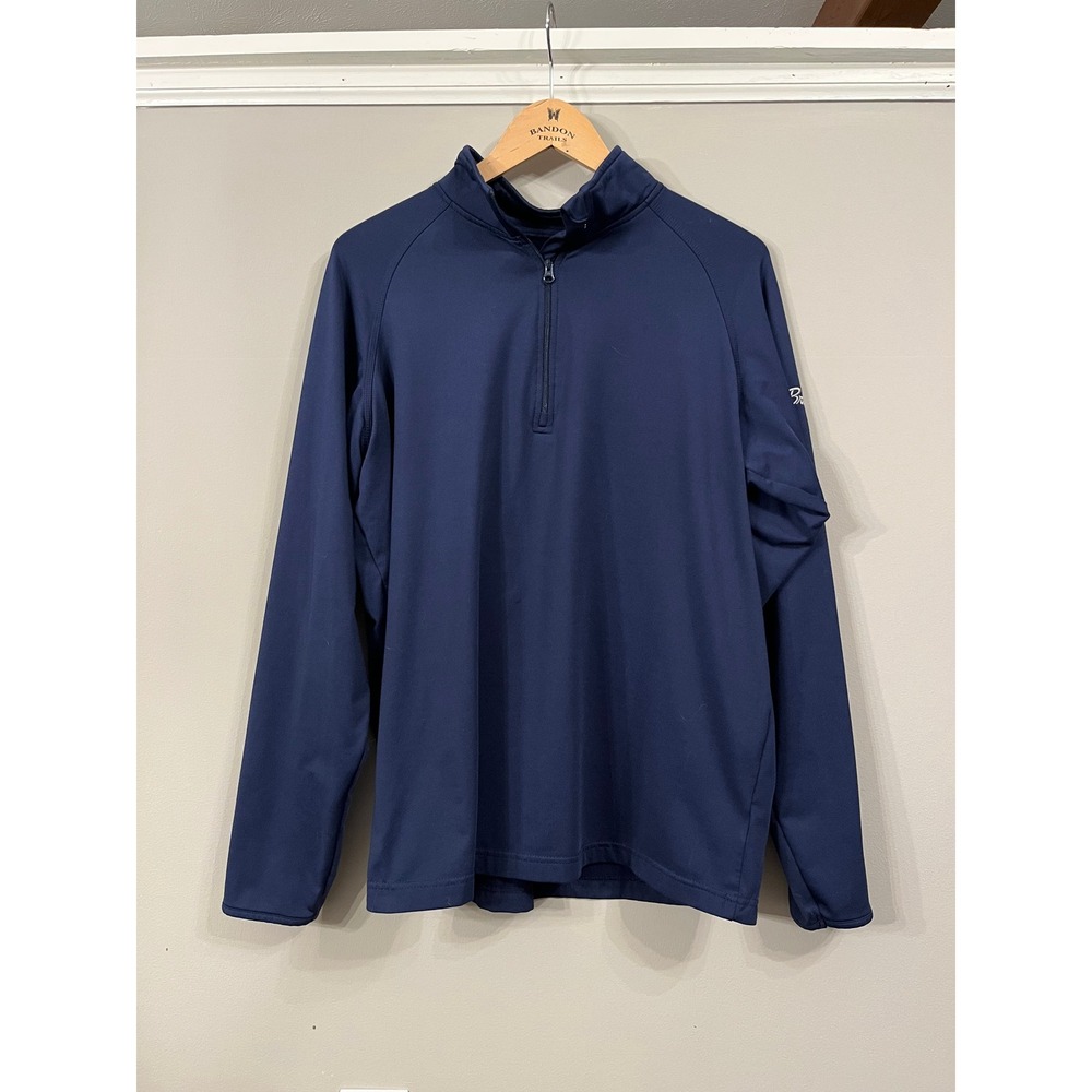 Sport-Tek Mens Navy Blue Quarter Zip Pullover Bradford Logo Performance Shirt M